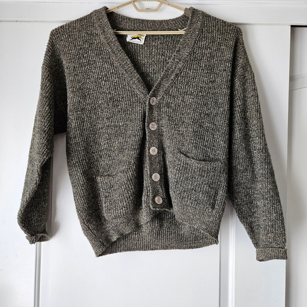 Le Tigre Cardigan Men XL Sweater Brown Cozy Vintage Unisex Button Front Heritage